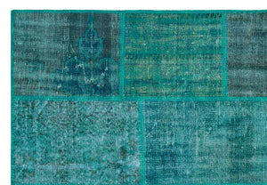 Apex Patchwork Carpet Turquoise 26411 158 x 230 cm