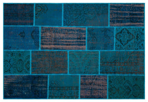 Apex Patchwork Carpet Turquoise 26412 157 x 230 cm