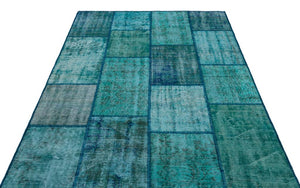 Apex Patchwork Carpet Turquoise 26432 160 x 230 cm