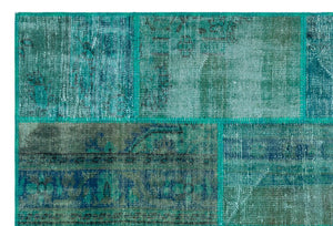 Apex Patchwork Carpet Turquoise 26435 156 x 230 cm