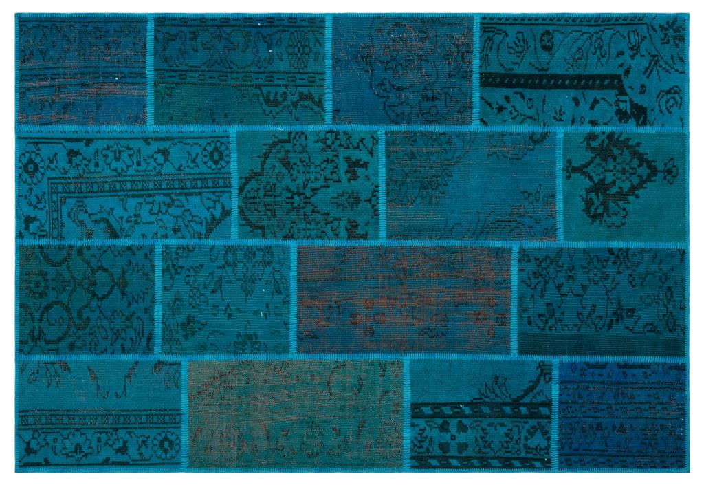 Apex Patchwork Carpet Turquoise 26464 158 x 230 cm