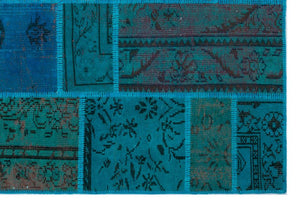 Apex Patchwork Carpet Turquoise 26514 160 x 230 cm