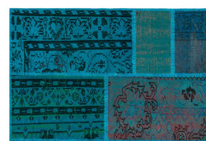 Apex Patchwork Carpet Turquoise 26514 160 x 230 cm