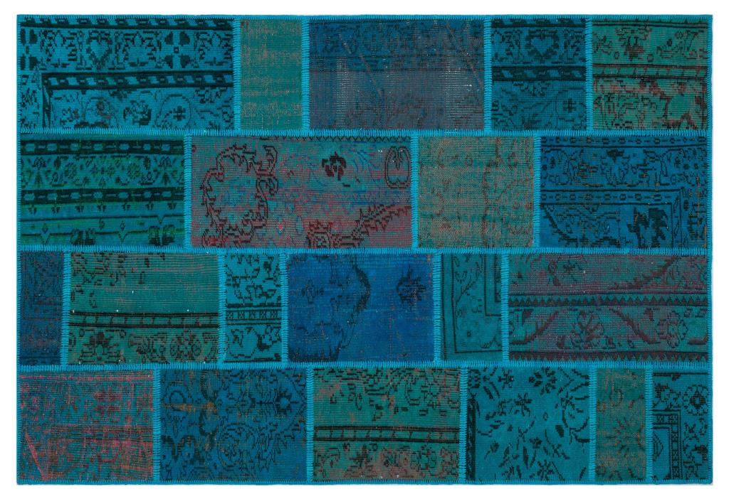 Apex Patchwork Carpet Turquoise 26514 160 x 230 cm