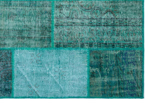 Apex Patchwork Carpet Turquoise 26540 158 x 230 cm