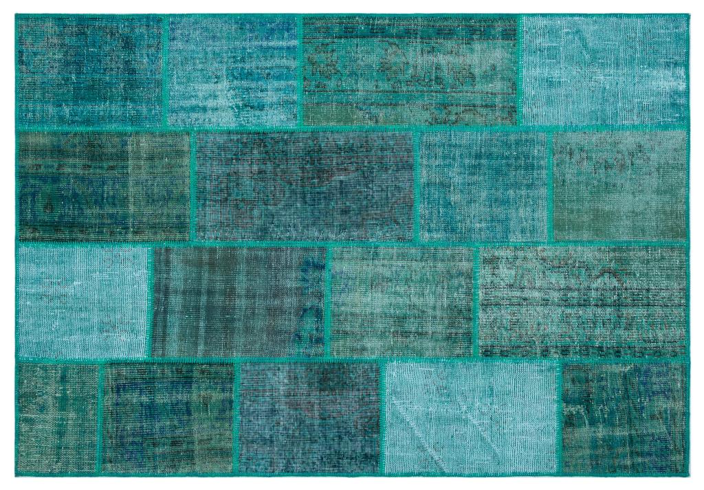 Apex Patchwork Carpet Turquoise 26540 158 x 230 cm