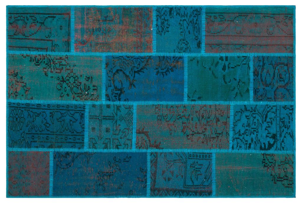 Apex Patchwork Carpet Turquoise 26543 120 x 180 cm