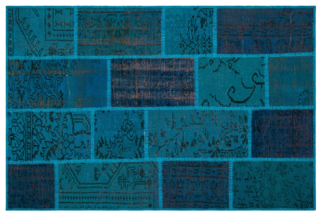 Apex Patchwork Carpet Turquoise 26547 120 x 180 cm