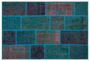 Apex Patchwork Carpet Turquoise 26628 120 x 180 cm
