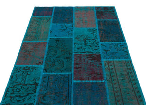Apex Patchwork Carpet Turquoise 26659 120 x 180 cm