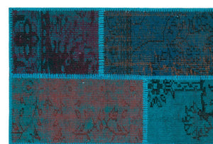Apex Patchwork Carpet Turquoise 26659 120 x 180 cm