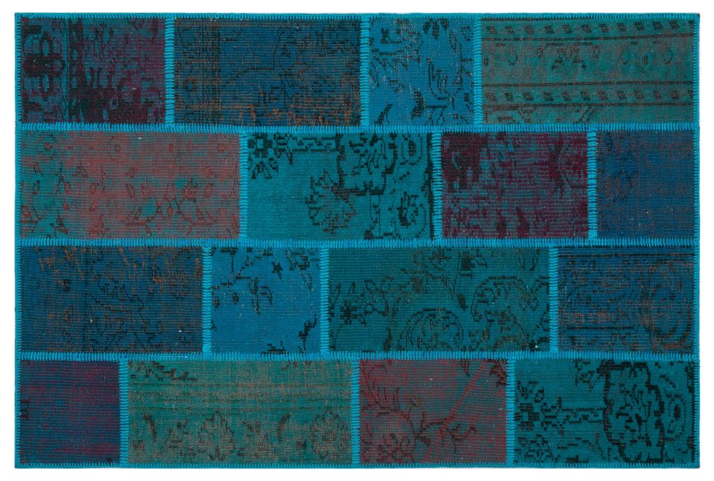 Apex Patchwork Carpet Turquoise 26659 120 x 180 cm