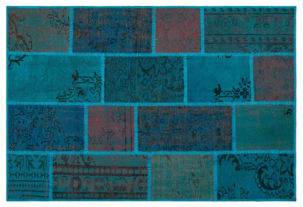 Apex Patchwork Carpet Turquoise 26694 120 x 180 cm