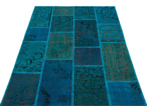 Apex Patchwork Carpet Turquoise 26697 120 x 180 cm