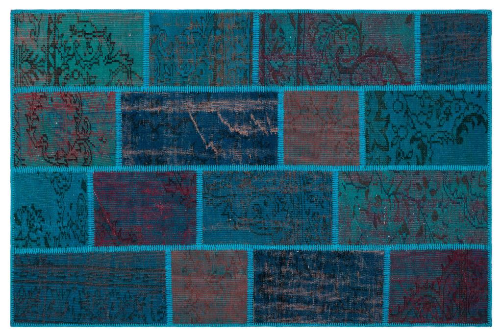 Apex Patchwork Carpet Turquoise 26723 120 x 180 cm