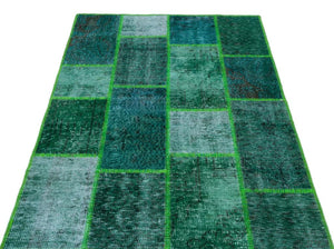 Apex Patchwork Carpet Green 26268 120 x 180 cm