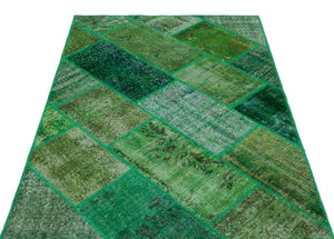 Apex Patchwork Carpet Green 26621 120 x 180 cm
