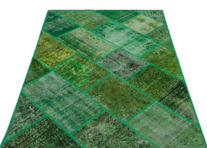 Apex Patchwork Carpet Green 26637 120 x 180 cm